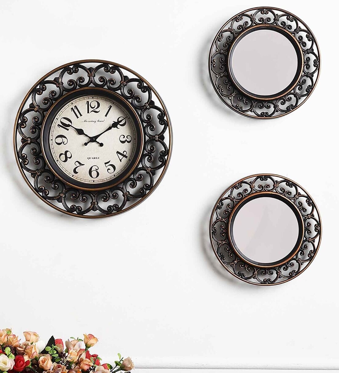 Buy Black & Gold Plastic Vintage Modern Wall Clock at 29 OFF by Exim