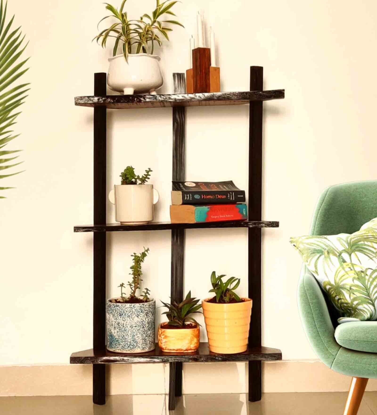 Buy Walnut Solid Wood Live Edged Wall Shelf Online Wooden Planter