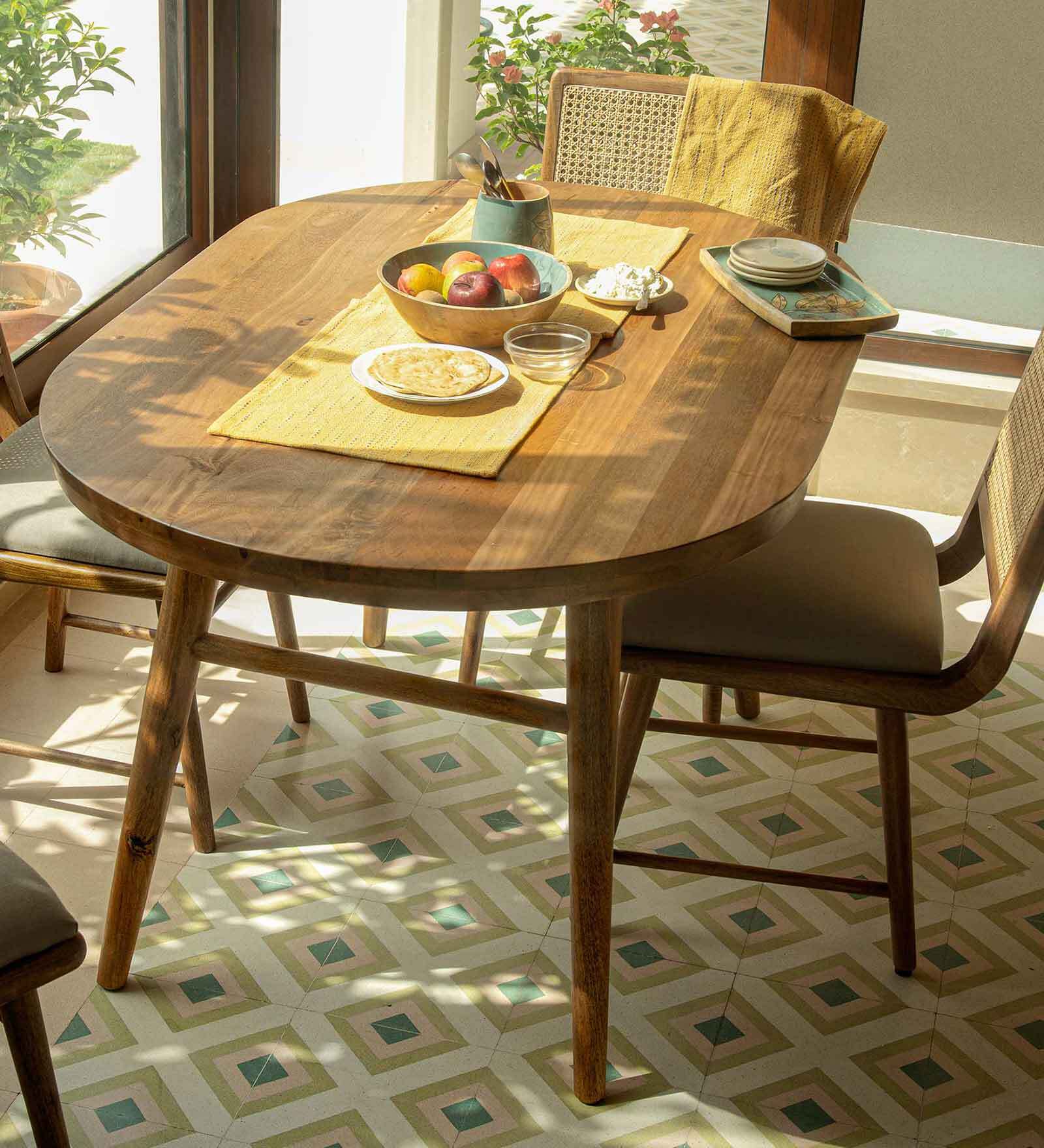 Buy West Solid Wood 4 Seater Dining Table in Natural Finish at 100 OFF