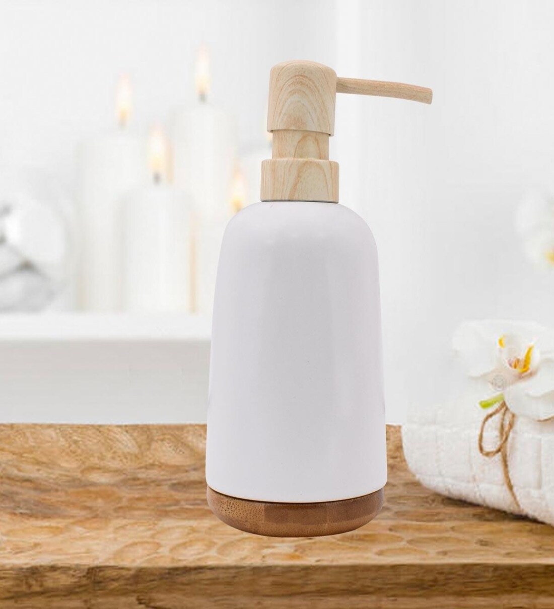 Buy White 300 ml Ceramic Liquid Soap Dispenser by Kookee Online Soap