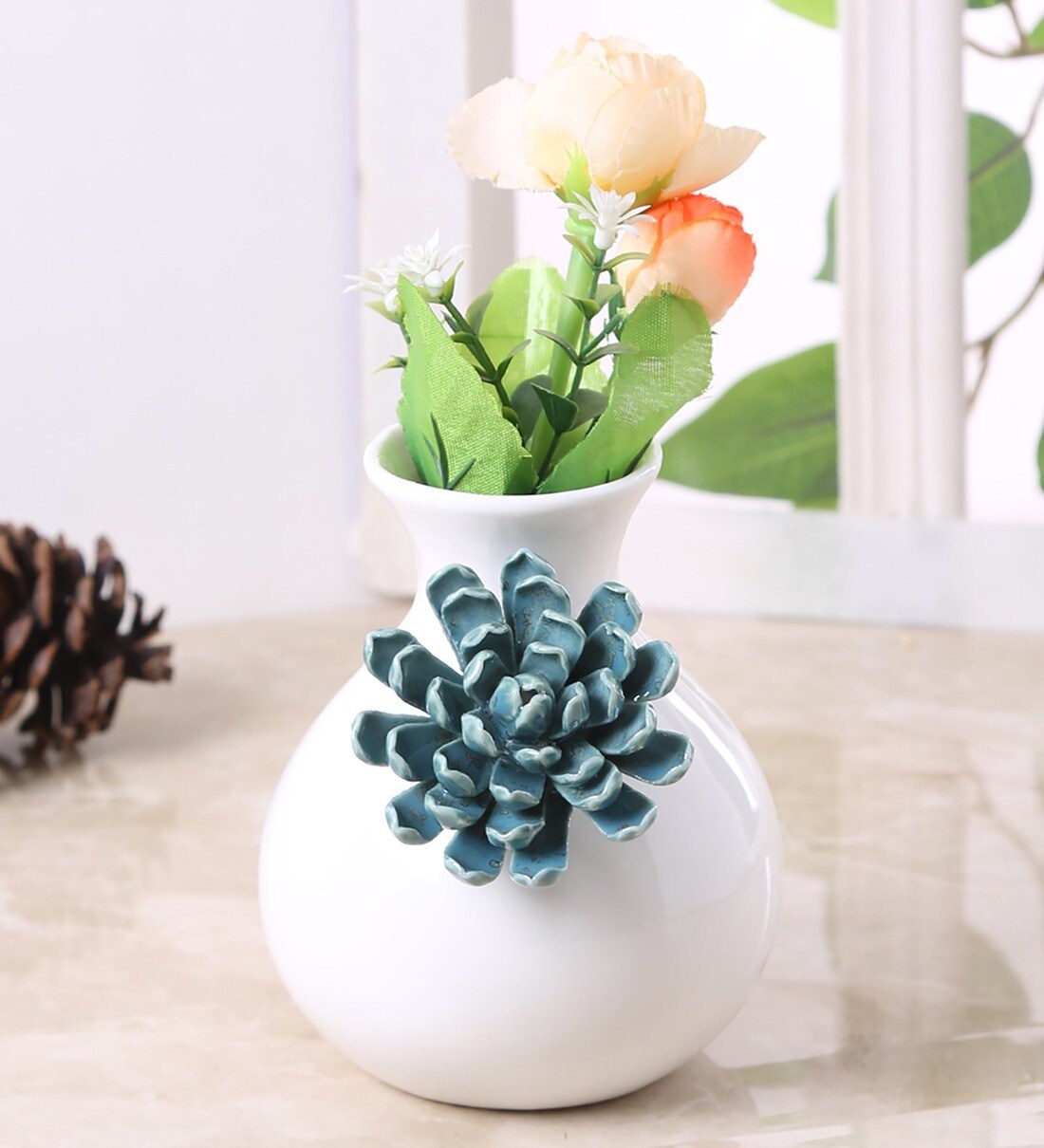 Buy White Ceremic Ceramic Vase at 53% OFF by Aapno Rajasthan | Pepperfry