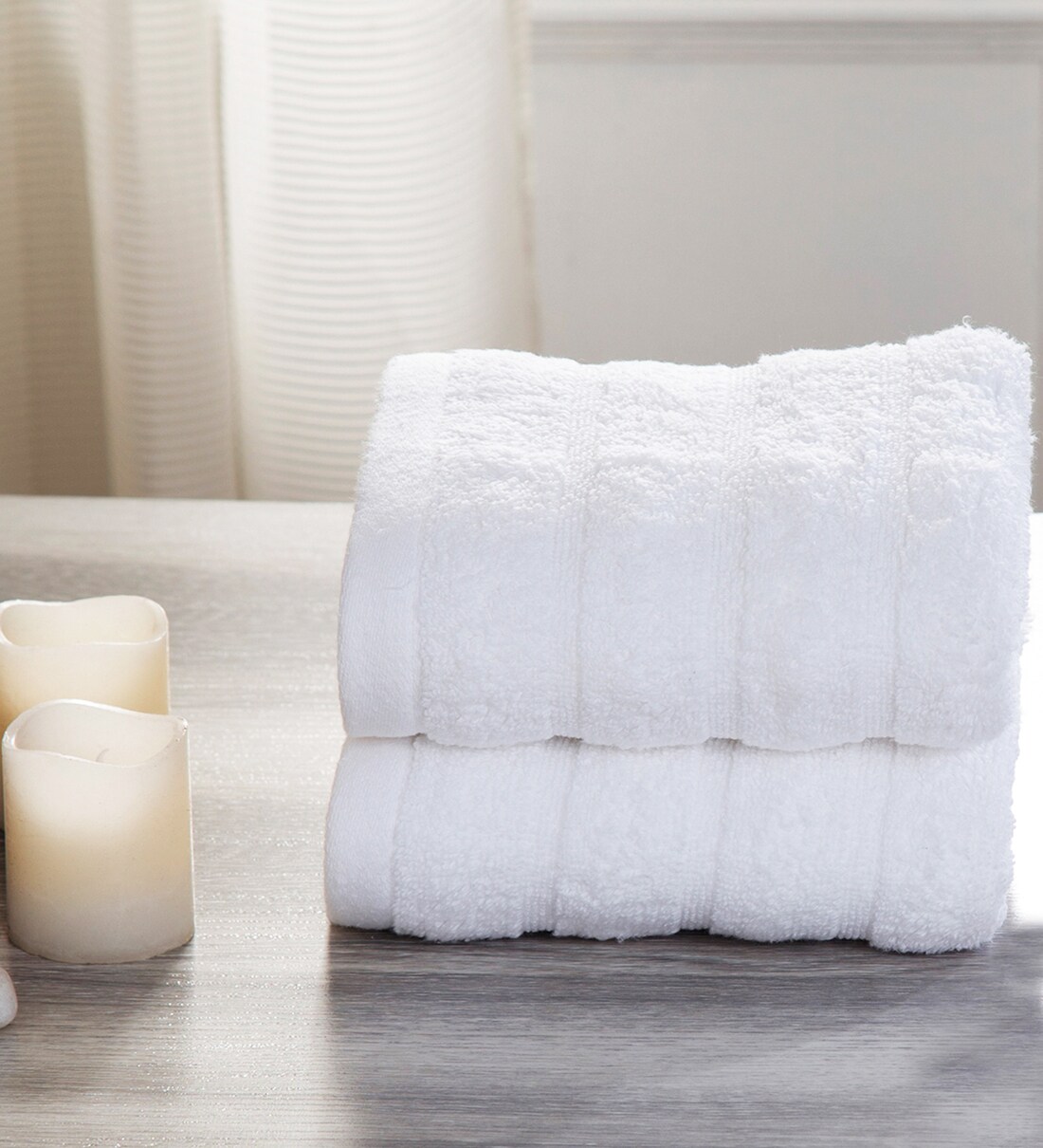 Buy White Solid 550 GSM Cotton Hand Towel (Set of 2) by Maspar at 100% ...