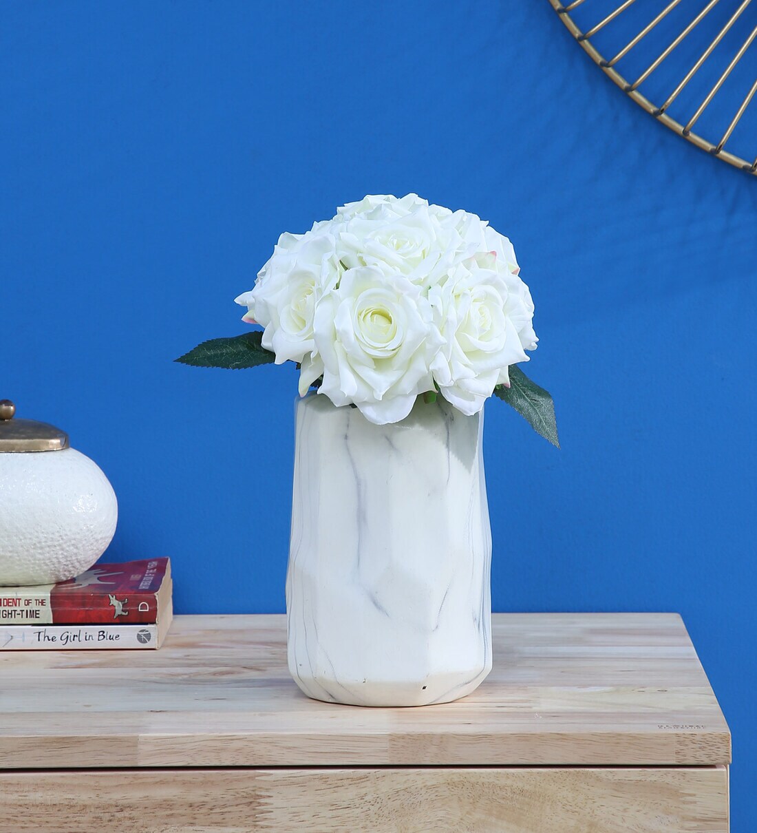 Buy White Fabric Rose D cor Bunch Artificial Flowers Online