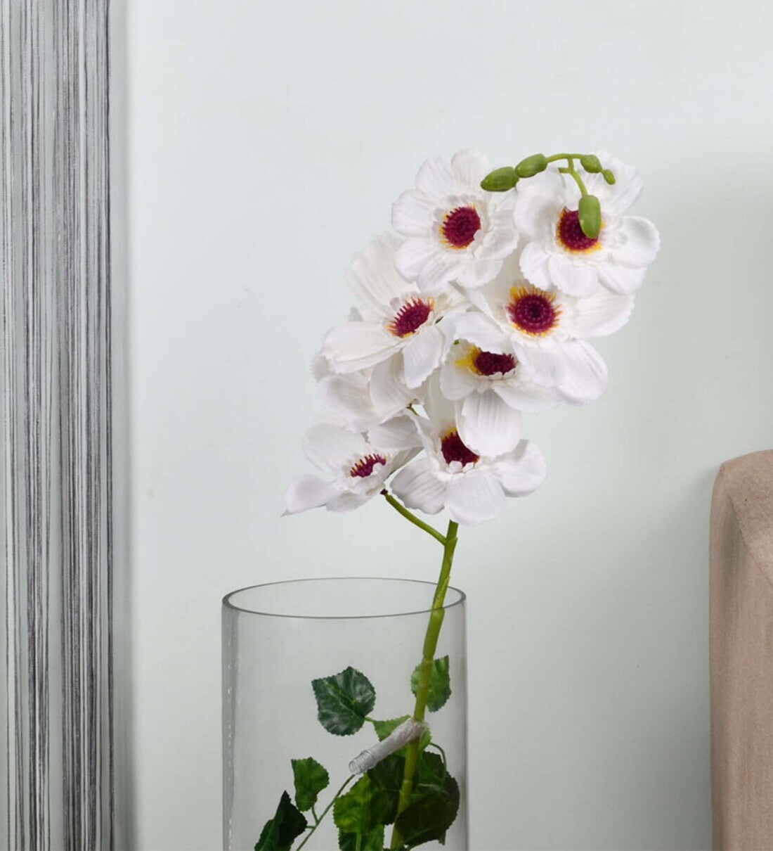 Buy White Fabric Galsang Artificial Flower Stick Without Pot by home