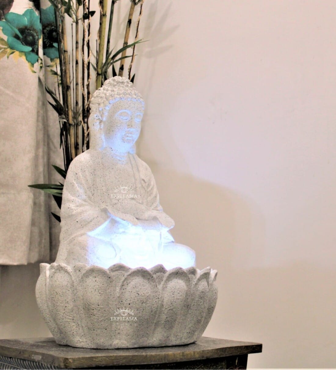 Buy White Fiber Glass Hexa Lotus Buddha Indoor Water Fountain Online