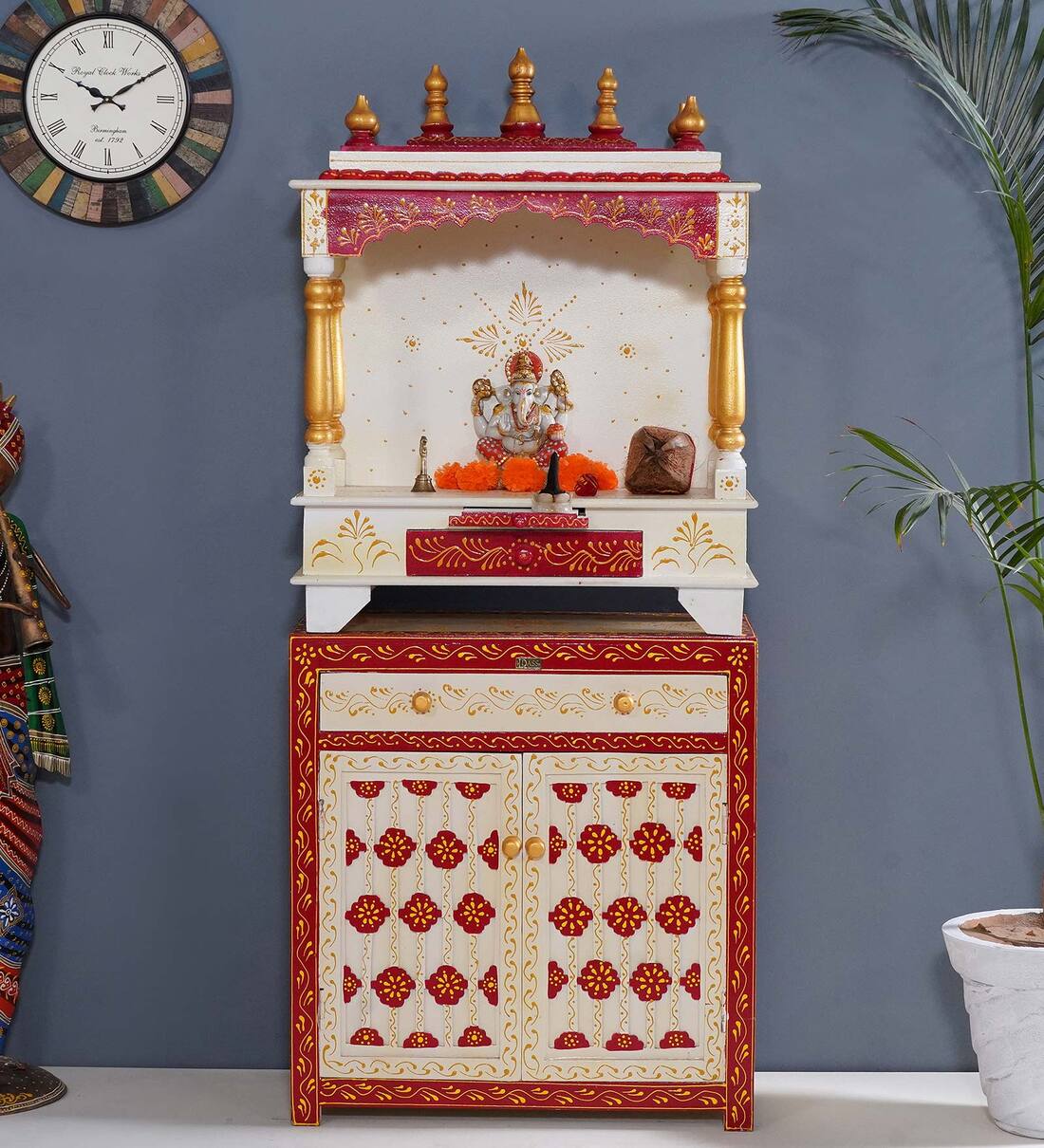 Buy White Sheesham MDF Pooja Mandir With at 52 OFF by D'Dass