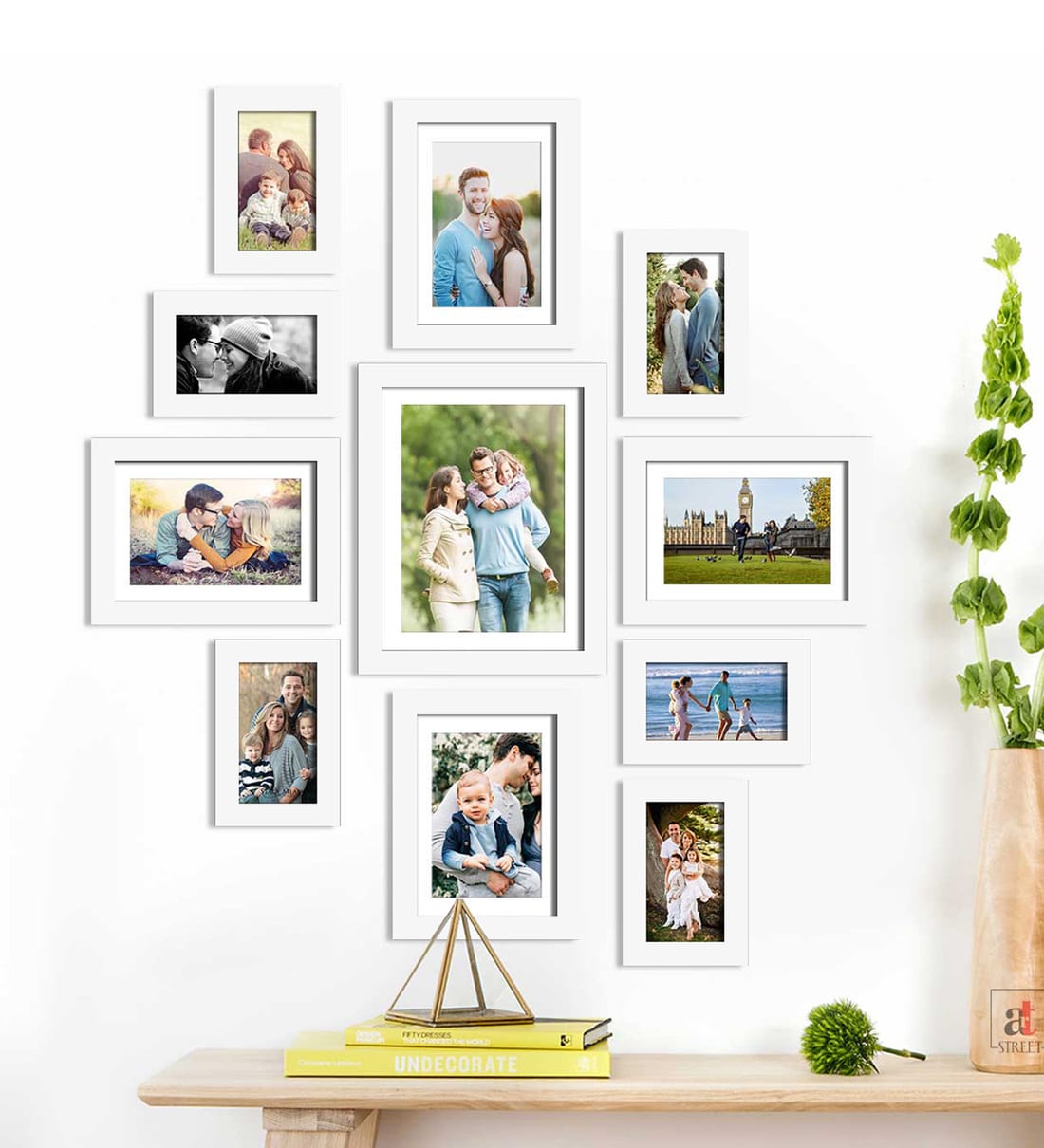 Buy White Synthetic Wood Remi Set Of 11 Collage Photo Frames Online