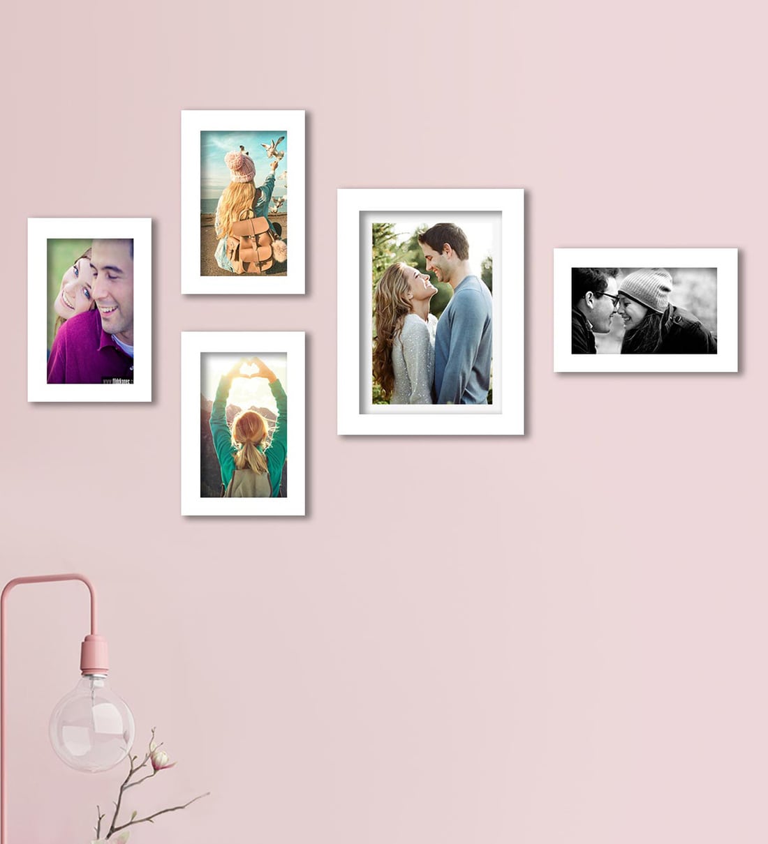 Buy White Synthetic Wood Melanie Set Of 5 Collage Photo Frames at 30