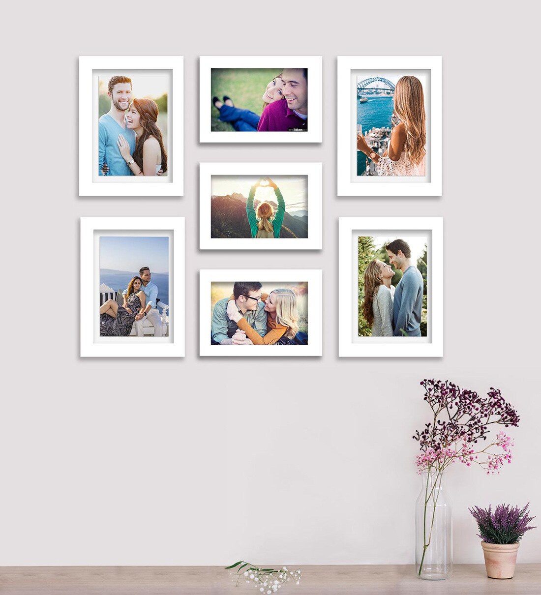Buy White Synthetic Wood Sloane Set Of 7 Collage Photo Frames at 23