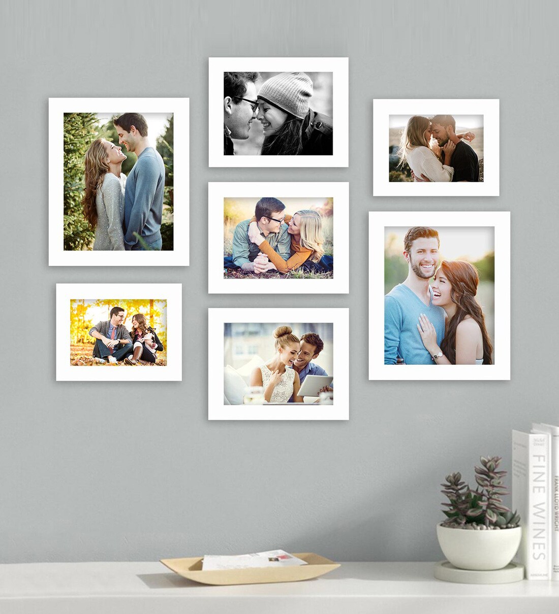 Buy White Synthetic Wood Kaylee Set Of 7 Collage Photo Frames Online