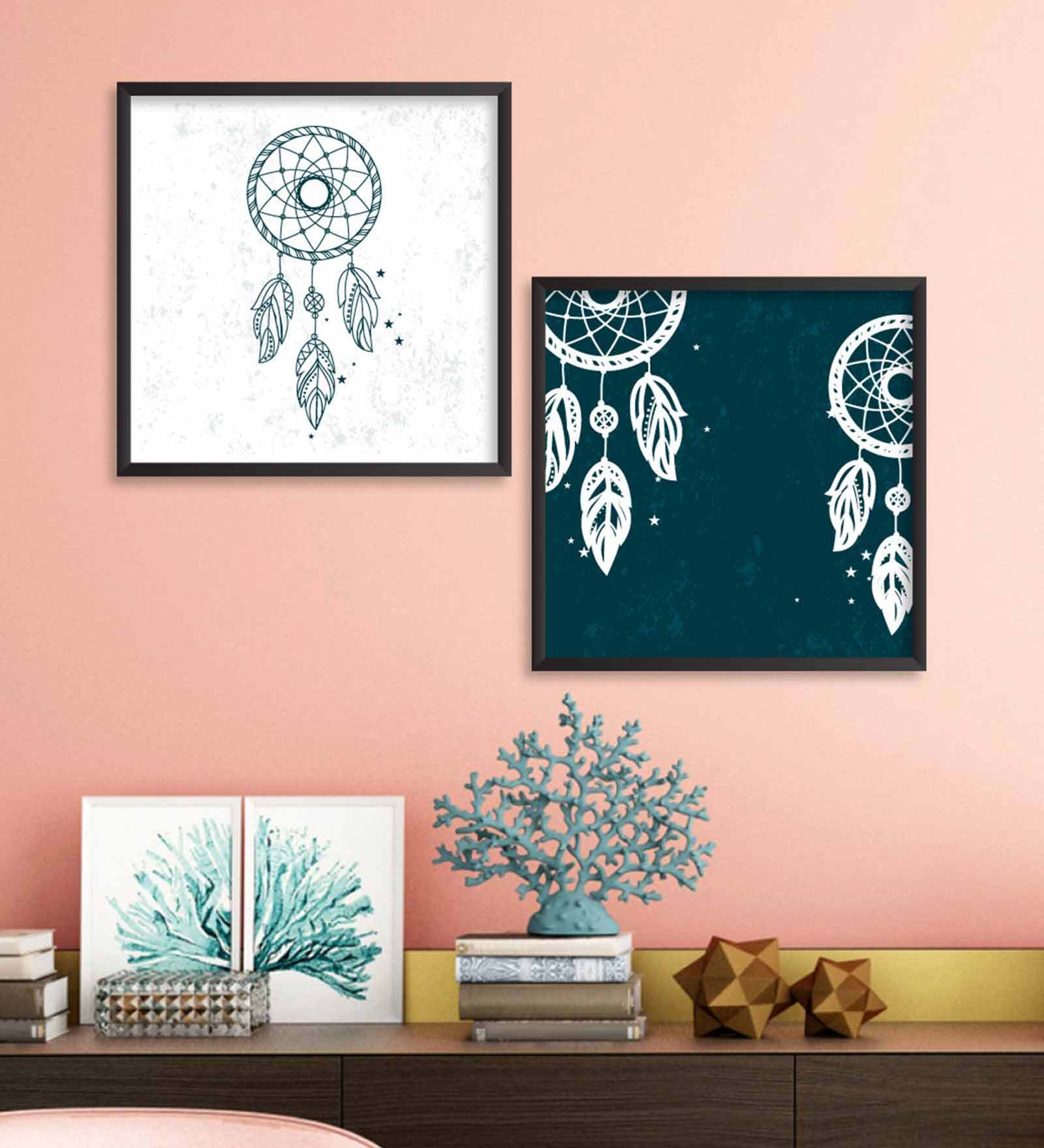 Buy White Canvas Framed Abstract Art Print Set of 2 at 28 OFF by
