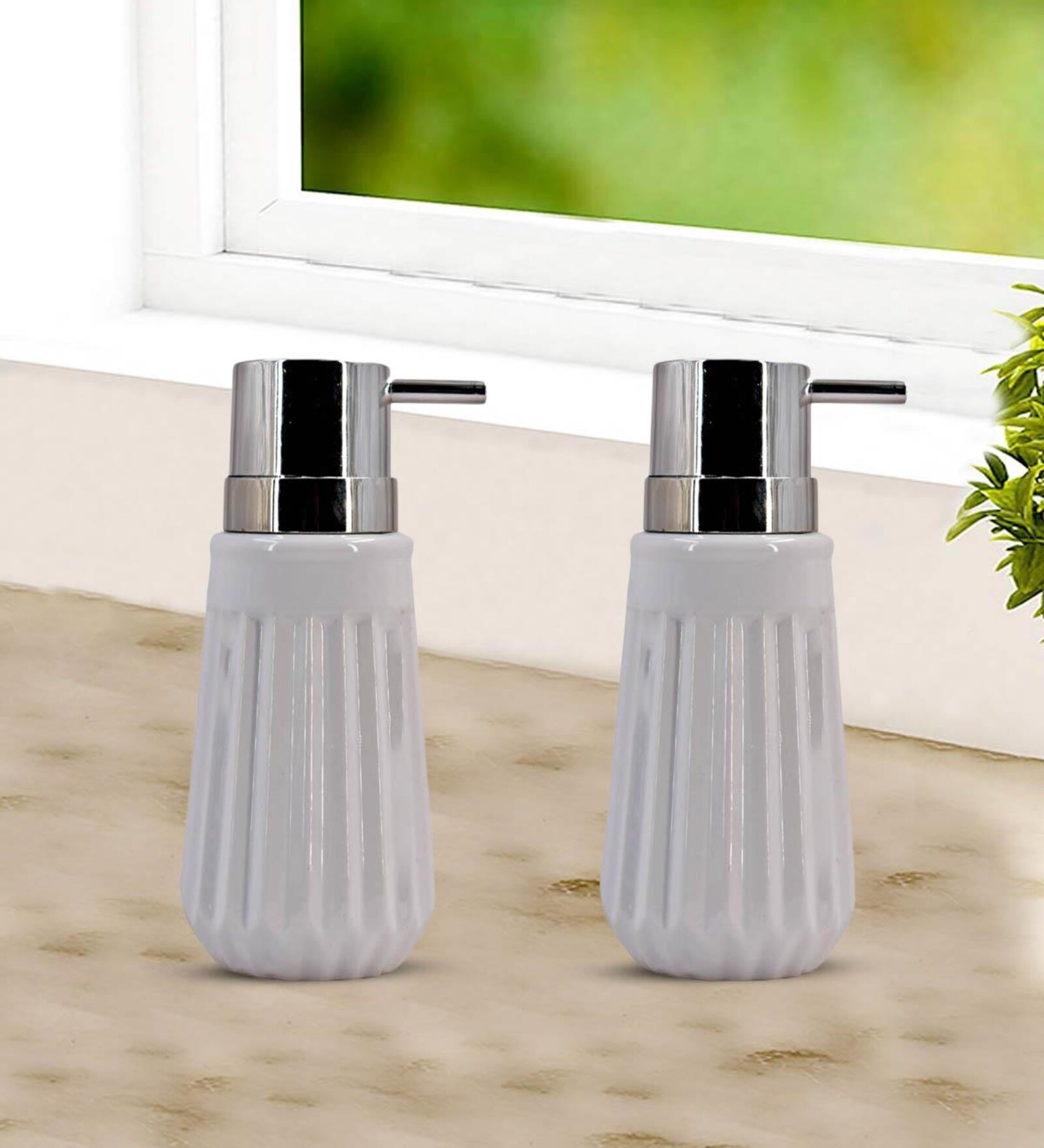 Buy White 300 ml Ceramic Liquid Soap Dispenser (Set of 2) by Kookee at 100 OFF by Kookee