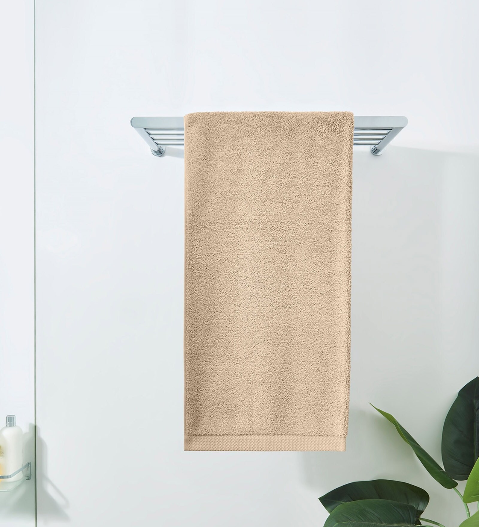 Buy Beige Solid 550 GSM Cotton Bath Towel by Ddecor Live Beautiful