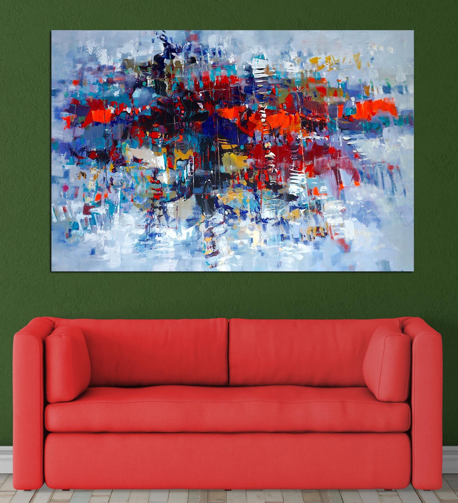 Buy Abstract In White Canvas Framed Art Print (33 x 21 Inches) By