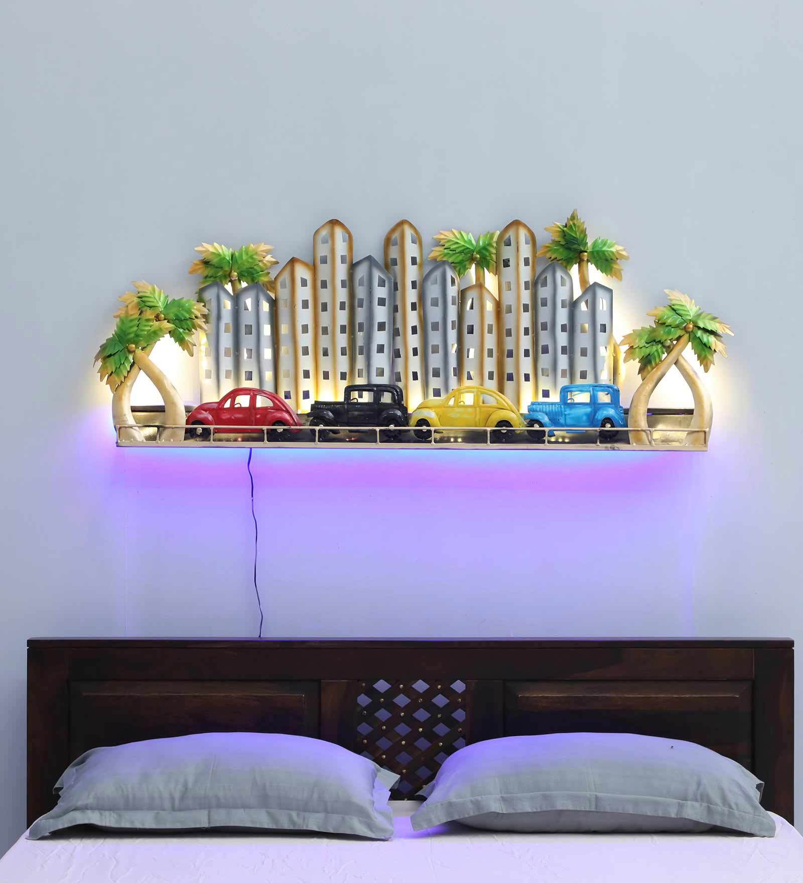 Buy White Iron City Light Metal Wall Art Online People & Places Metal
