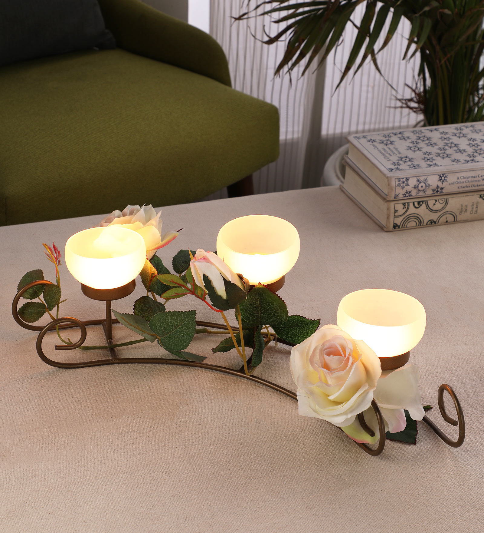 Buy White Metal Table Tea Light Holder by Dhatvi at 100 OFF by Dhatvi