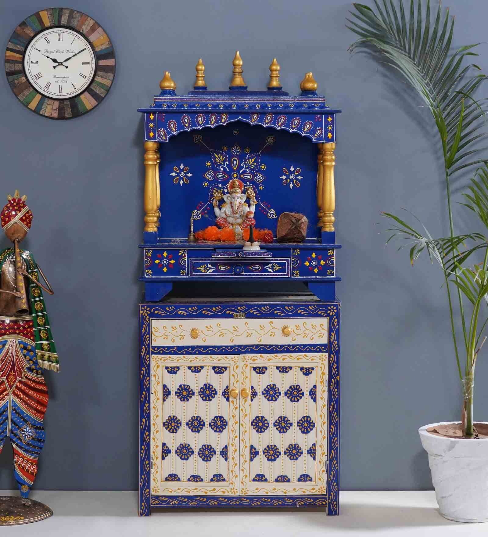 Buy White Sheesham MDF Pooja Mandir With at 52 OFF by D'Dass