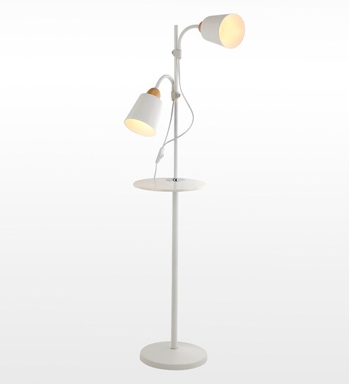 Buy White Metal Shade Floor Lamp With Metal Base By Bohemiana