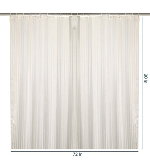Buy White Stripped Pattern Polyester Shower Curtain Length 80