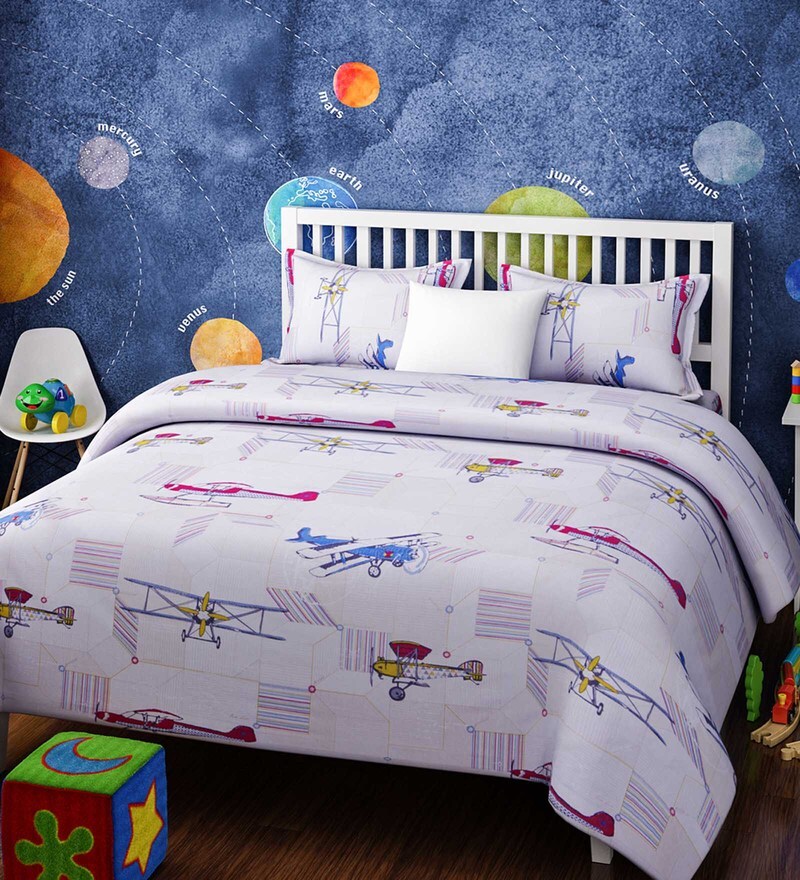 Buy My Gift Booth Elephant Design Yellow Cotton Striped Kid's Bedding