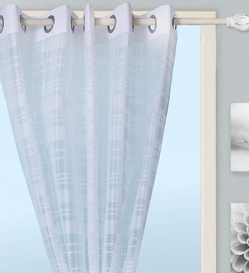 Marigold Brown Cotton Striped Checkered 84x48 Inch Door Curtain