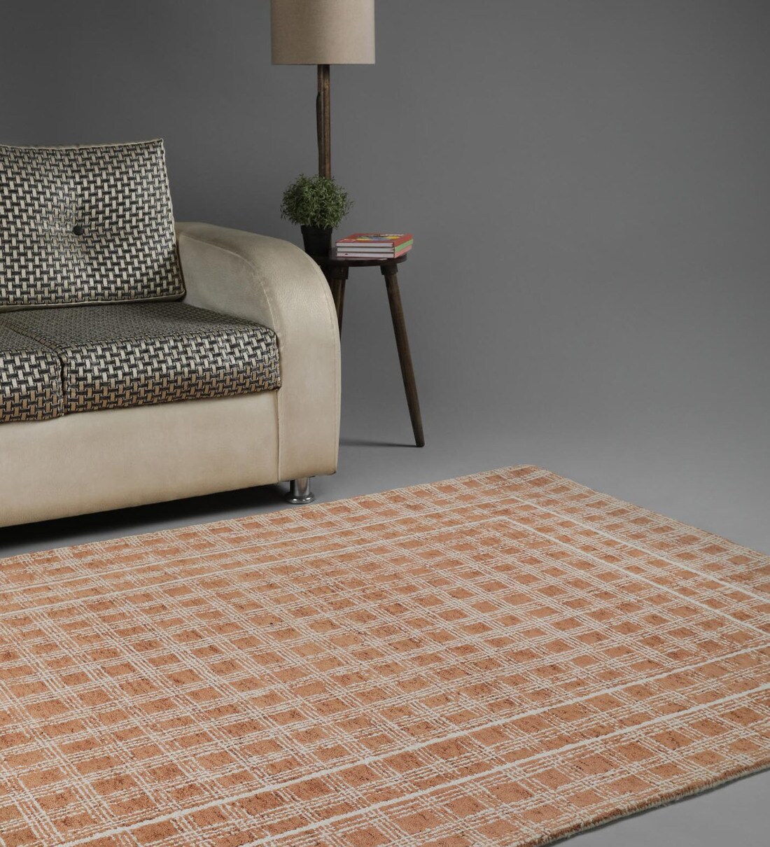 Buy Checkered Pattern Wool Hand Tufted 5 X 8 Feet Carpet By Sanded Edge Smartly Priced Online