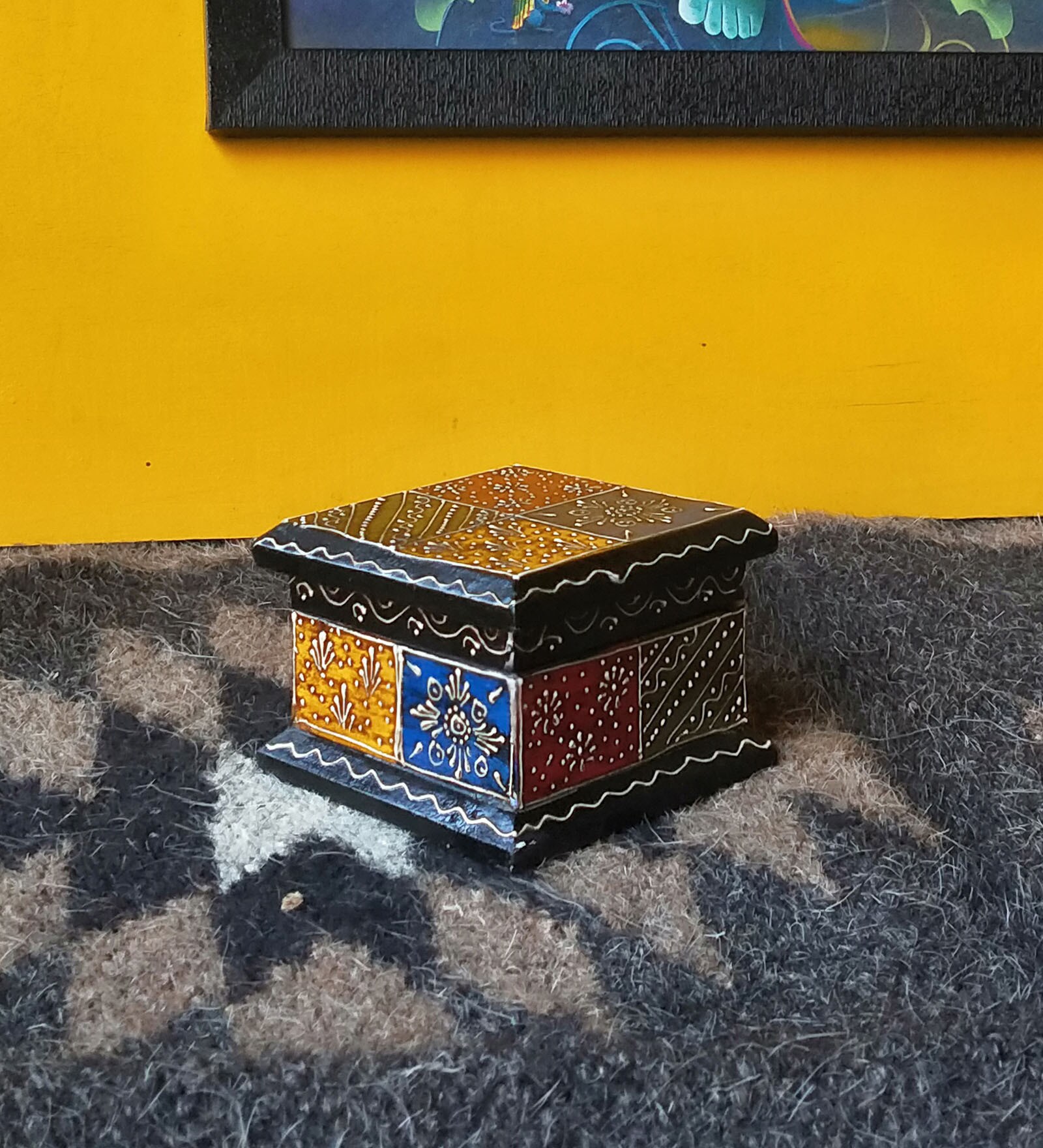 Buy Multicolour Mango Wood Mango Wood Trinket Decorative Box Online