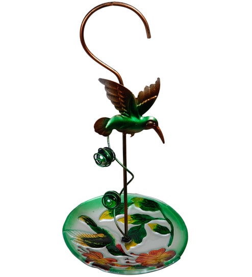 Buy Green Hanging Bird With Glass Feeder By Wonderland Online
