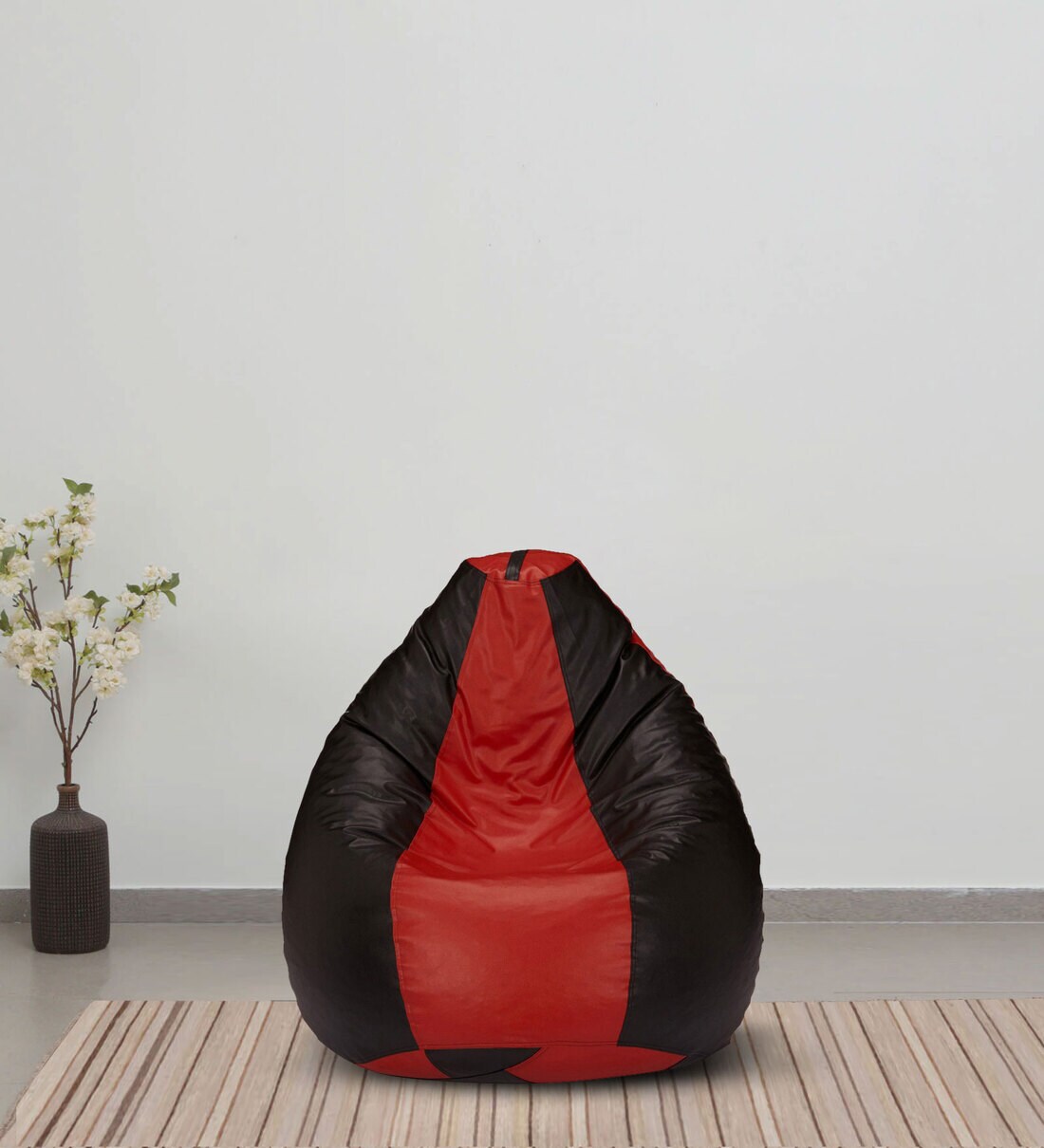 Buy XXL Leatherette Bean Bag Cover in Red & Black Colour at 7 OFF by