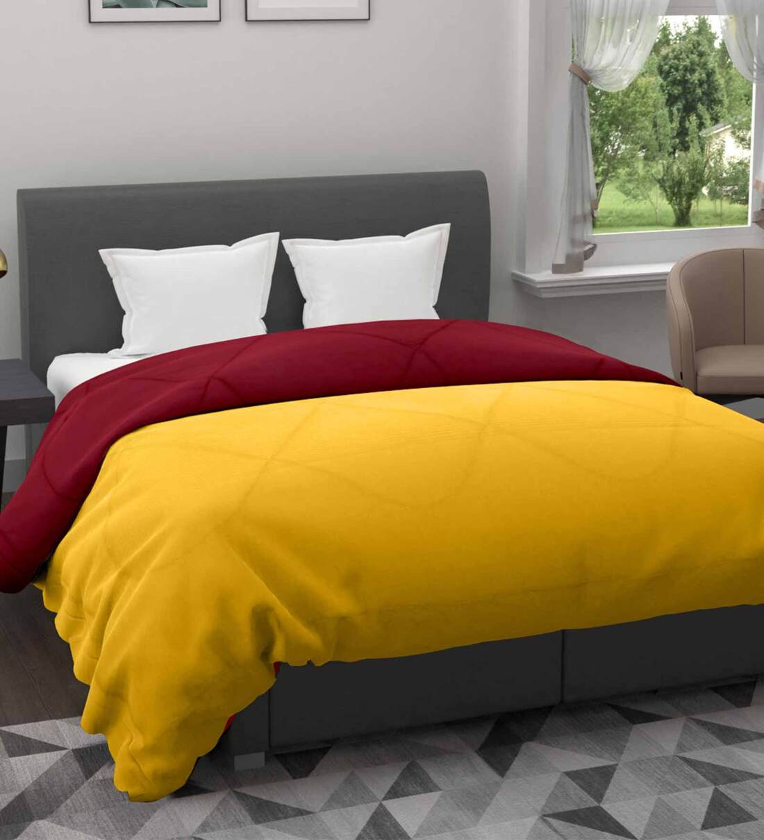 Buy Yellow Cotton 220 Mild Winter Double Bed Comforter by Clasiko