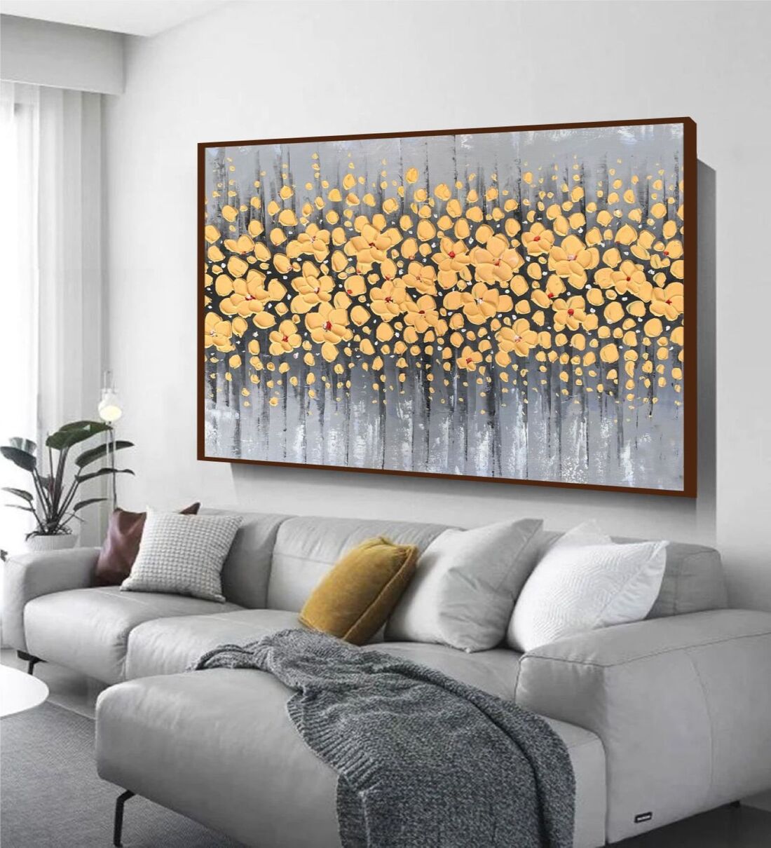 Buy Plastic Fine Designs Yellow Canvas Framed Floral Art Print at 74
