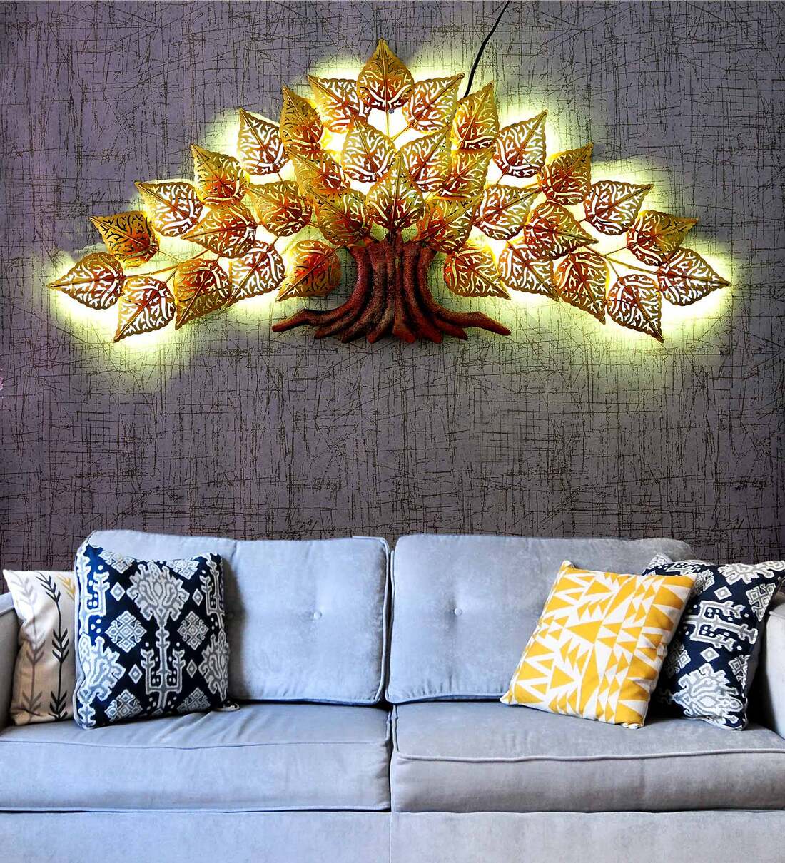 Buy Yellow Wall Hanging Tree Online Floral Metal Art Metal Wall Art Home Decor Pepperfry