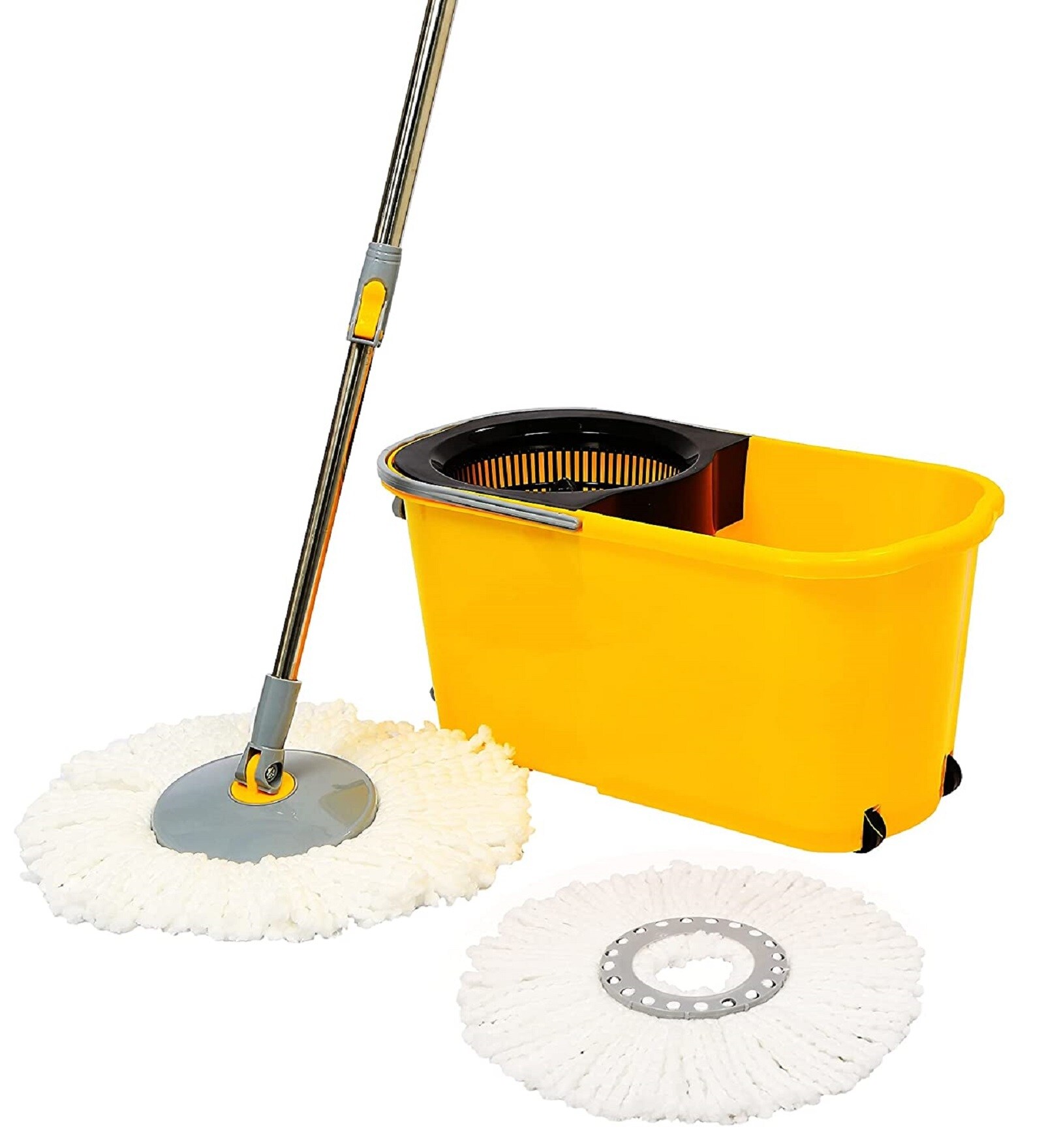 Buy Yellow Classic Spin Mop Bucket Set with Pull Handle By Esquire at