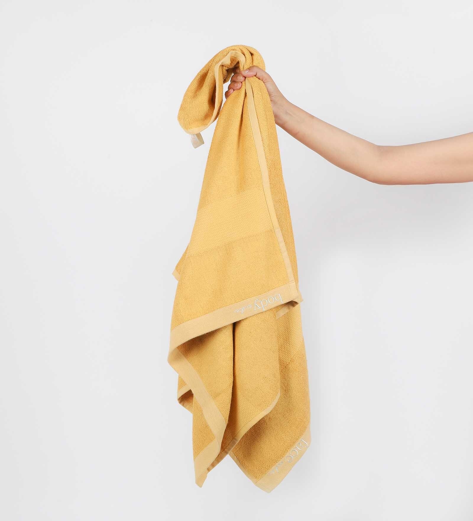 Buy Yellow Cotton and Viscose Solid 550 GSM Bath Towel by DOCTOR TOWELS ...