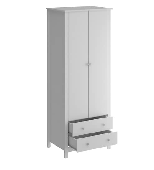Buy Yemon 2 Door Wardrobe With 2 Drawers In White Finish By