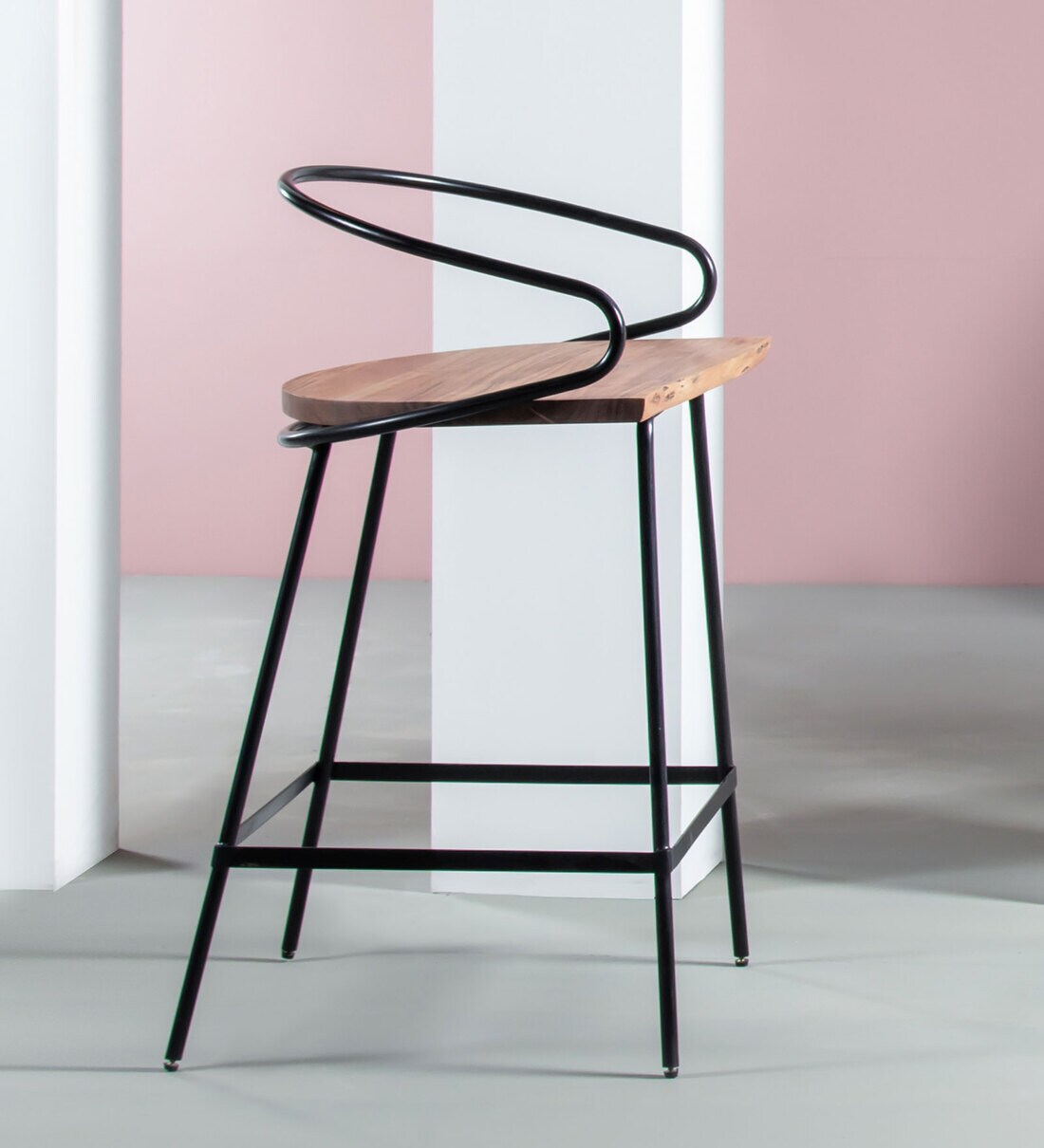 Buy Yoho Wooden Bar Chair In Black Colour Online Eclectic Bar Stools Bar Furniture