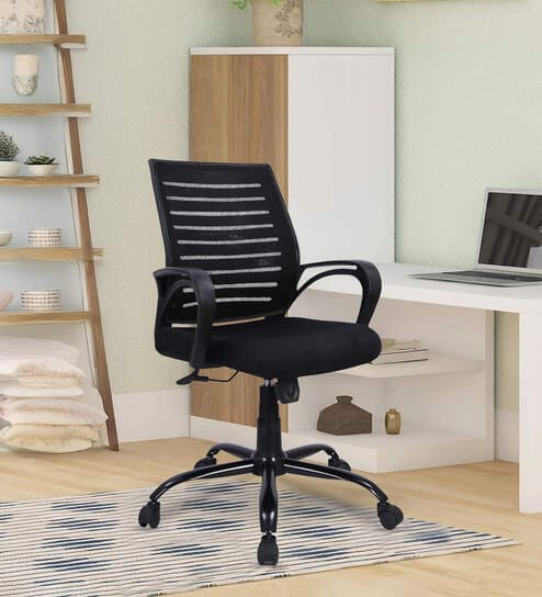 Yukio Breathable Mesh Ergonomic Chair With Rocking-Tilt Mechanism In Black Colour