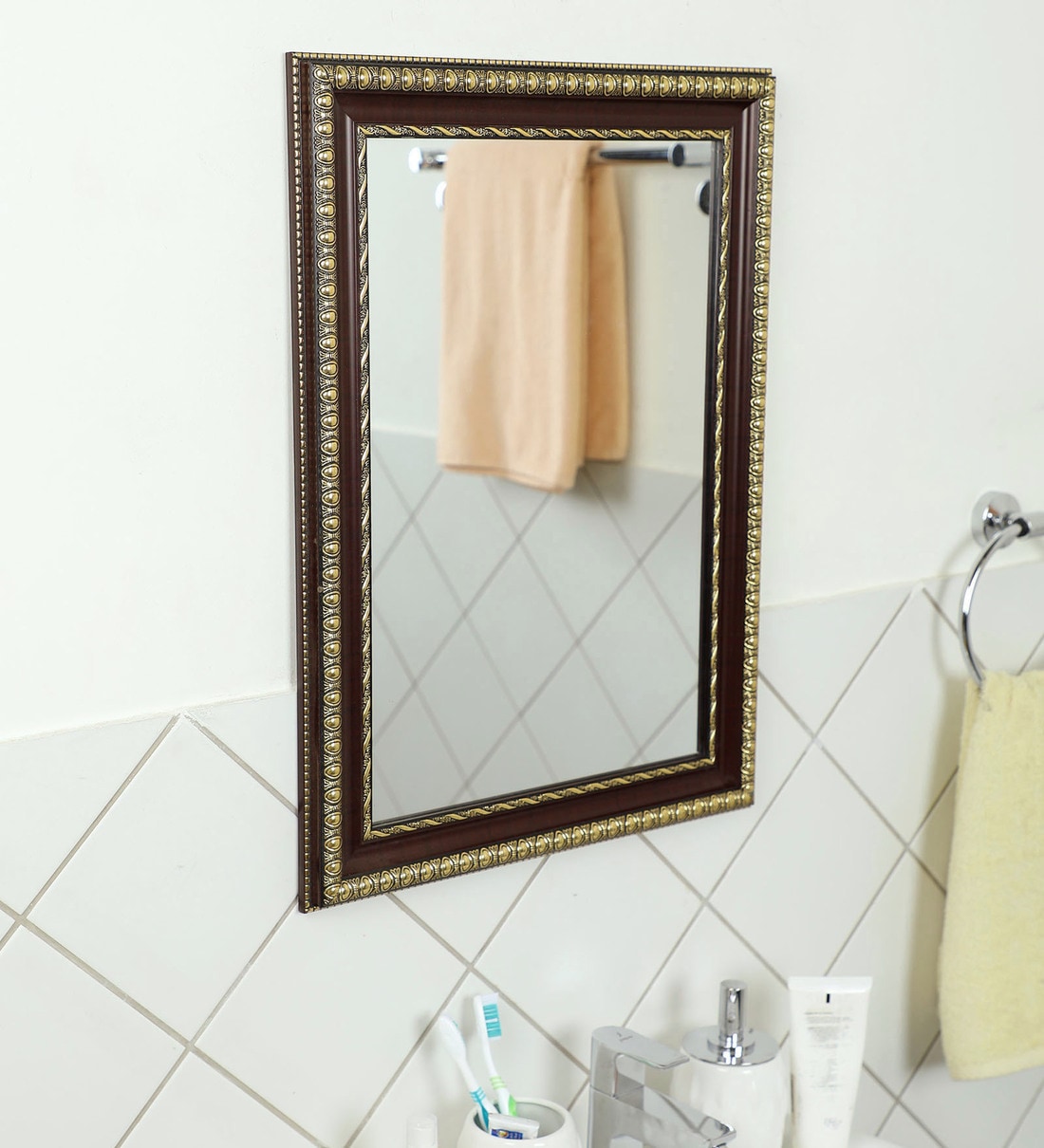 Buy Plastic Fiber Rectangle Wall Mirror in Copper colour by Zahab at 44 ...