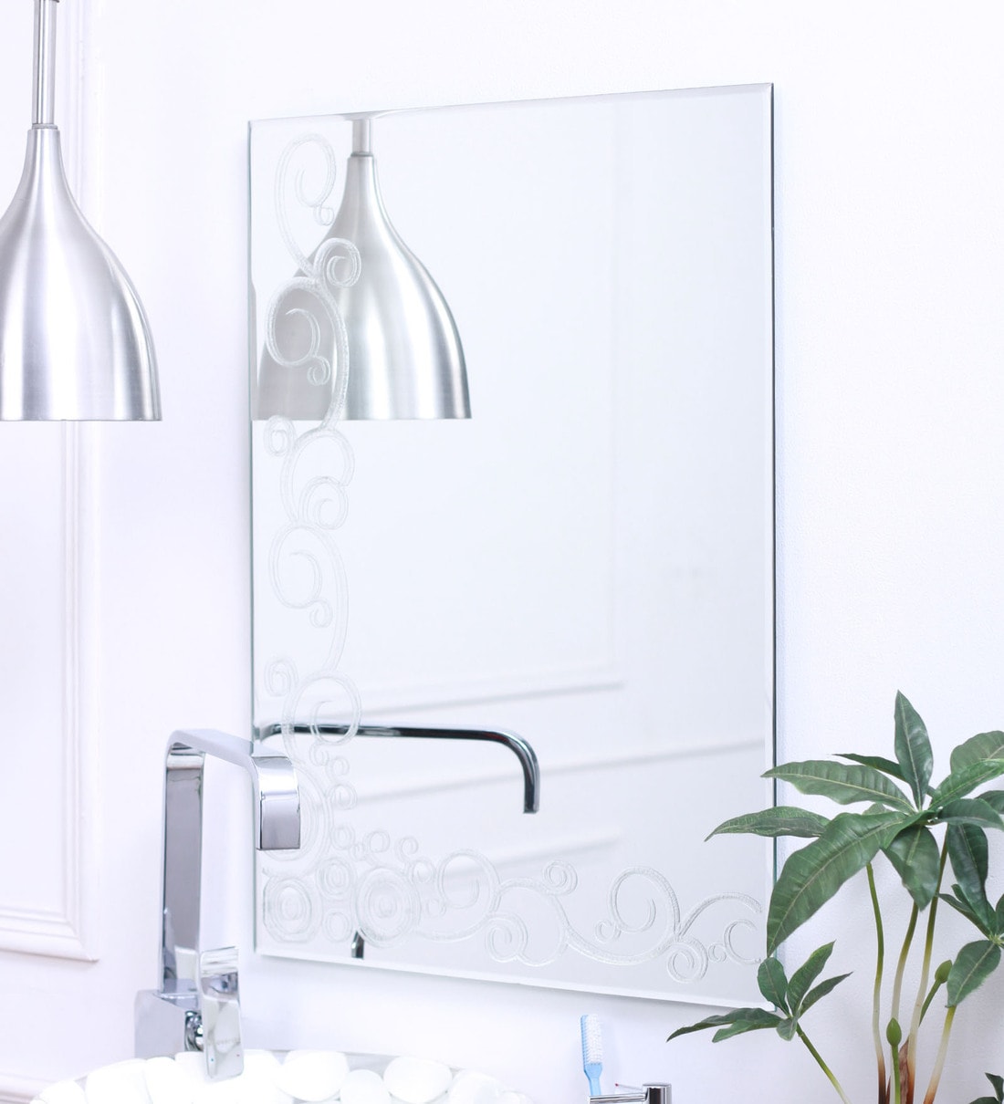 Buy Zahab Silver Glass Bathroom Mirror Online Bathroom Mirrors Bath