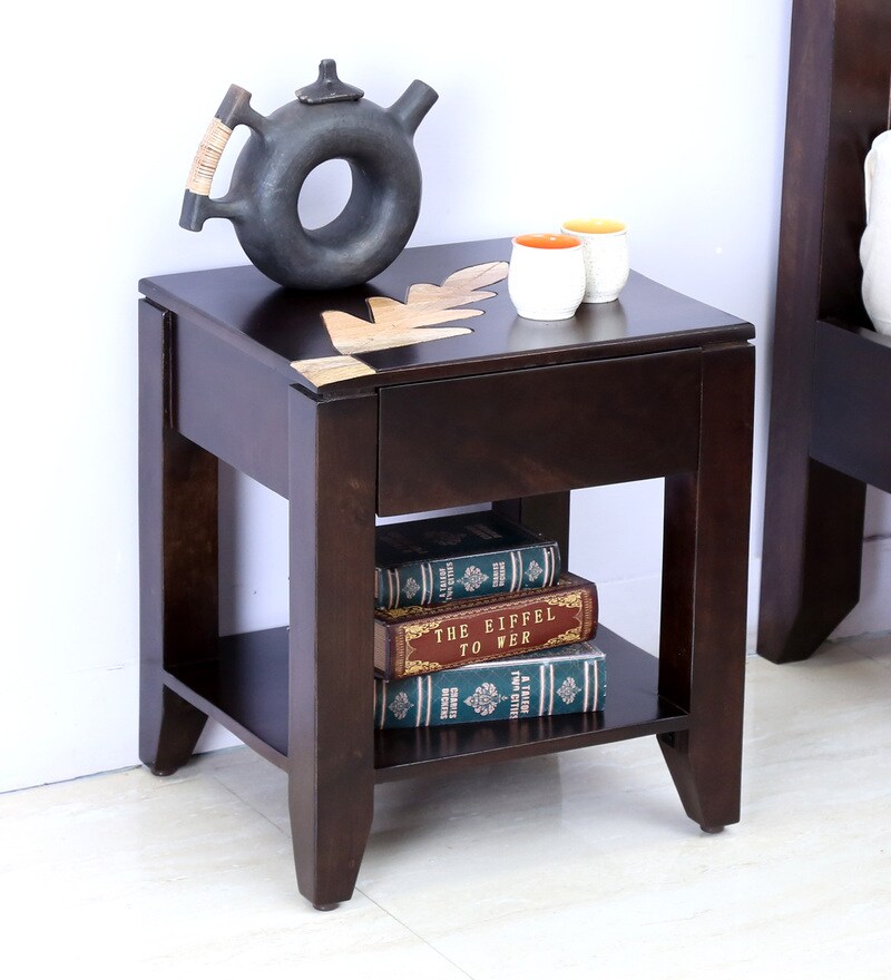 Buy Zabel  Solid Wood Bed Side Table in Dual Tone Finish by 