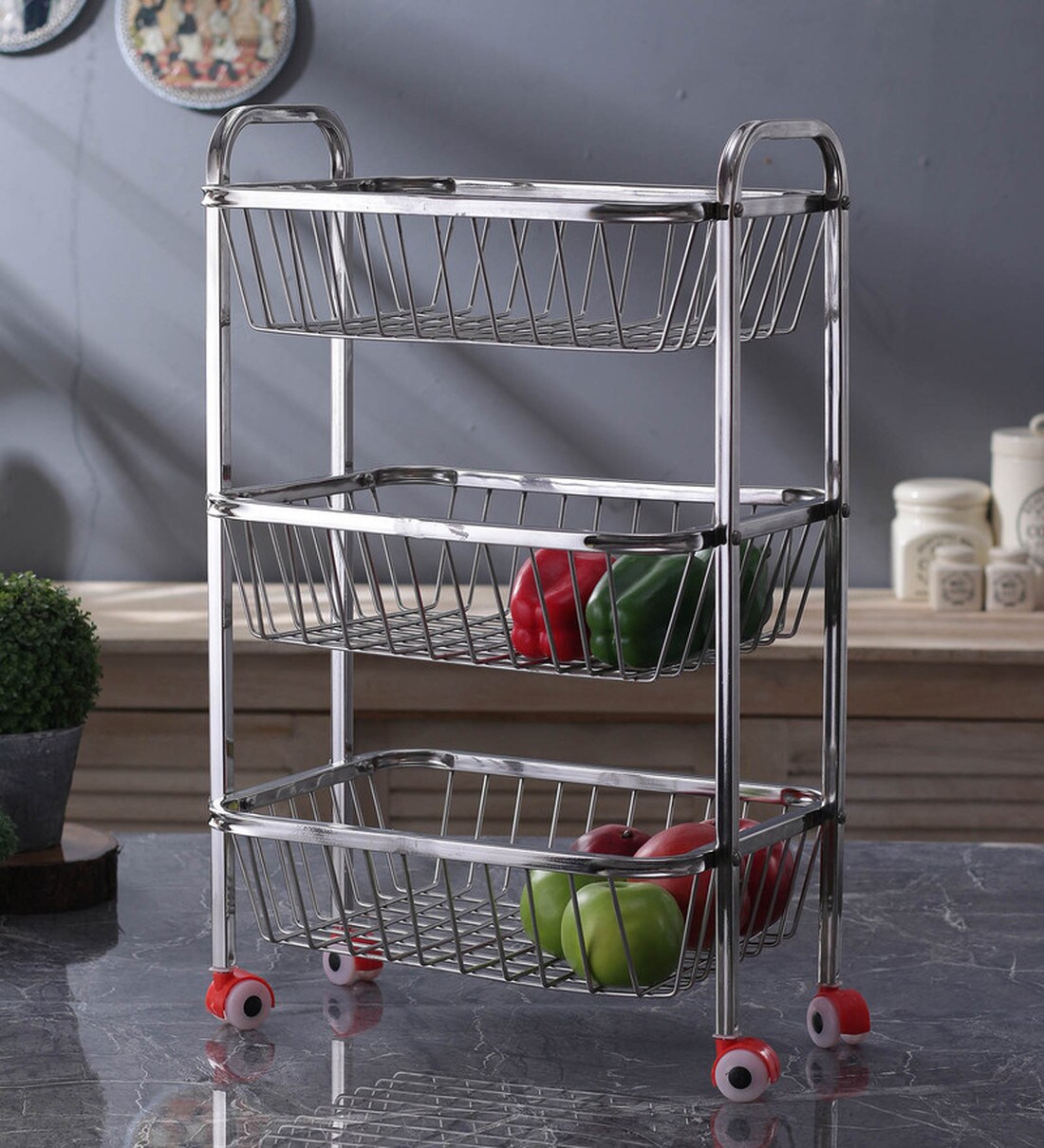 Buy 3 Tier Stainless Steel Kitchen Trolley By Zecado Online Kitchen
