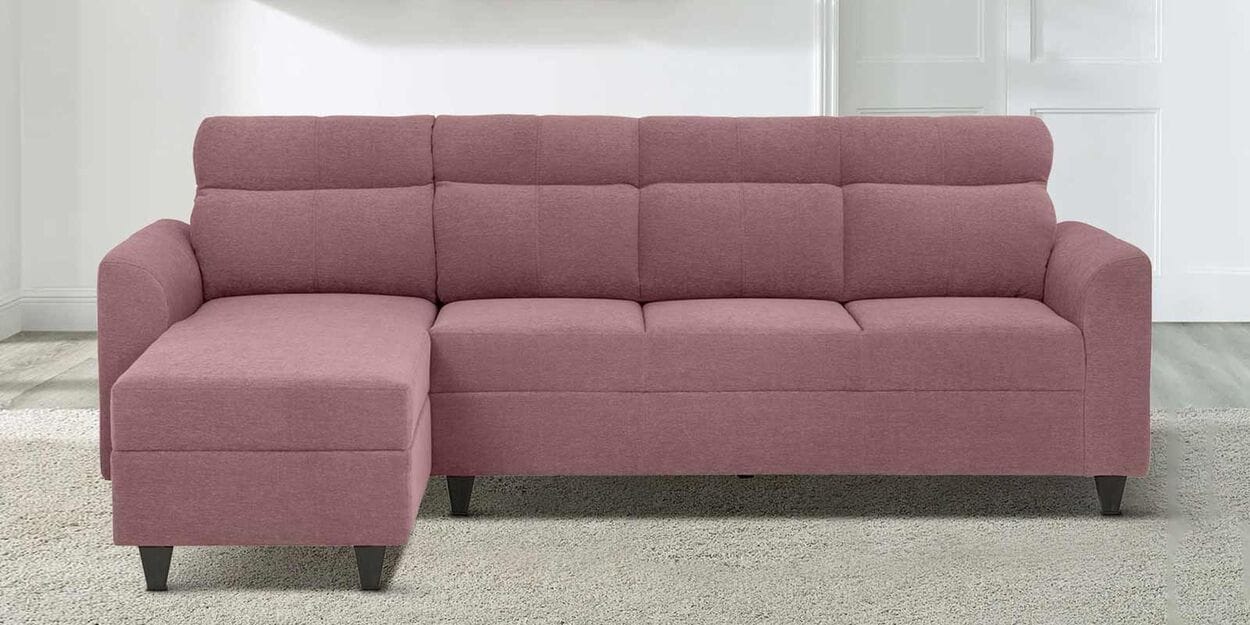 Buy Zivo Plus Fabric LHS &RHS Convertible Sectional Sofa In Dusky Pink Colour at 50 OFF by