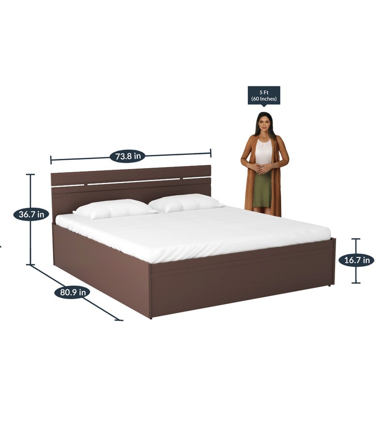 Buy Zurina King Size Bed with Storage in Wenge Finish by 